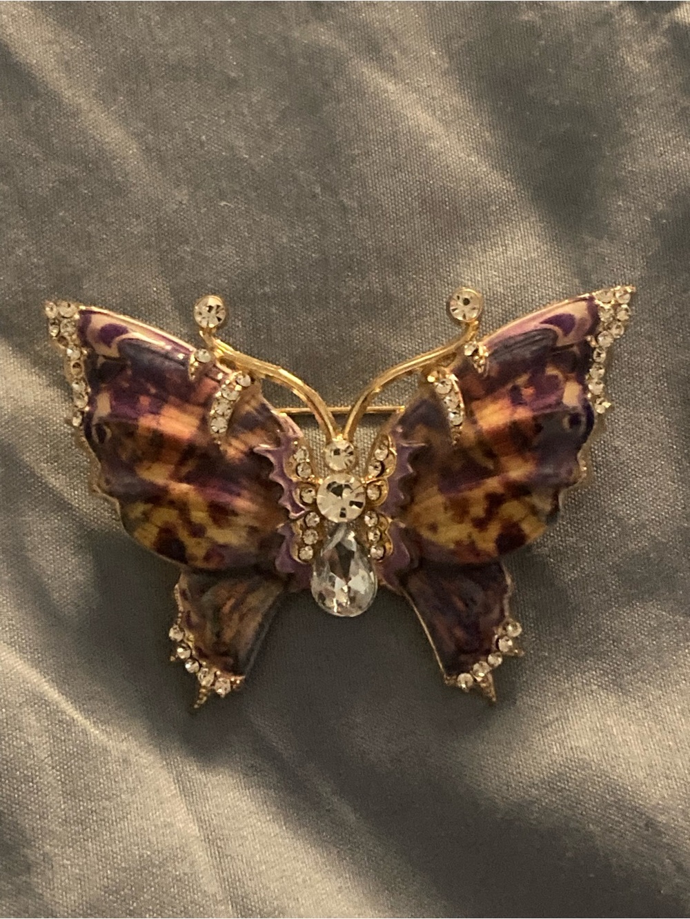 Elegant Purple Butterfly Crystal Brooch - Women's Jewelry